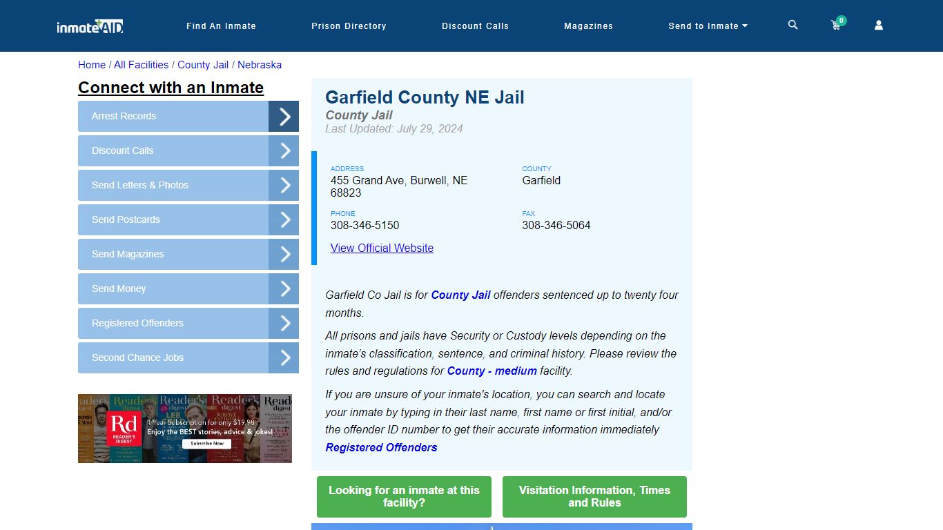 Garfield County NE Jail - Inmate Locator